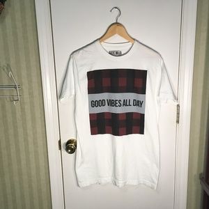 Basic Math White Graphic T Shirt Good Vibes EUC